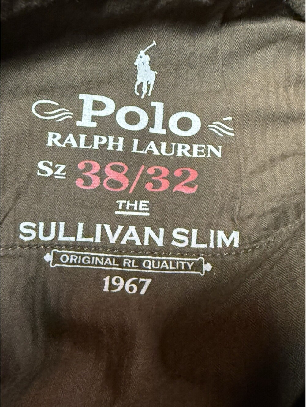 Polo Ralph Lauren Men’s Casual Pants 38W Brown Slim Tapered Twill Cotton - Picture 9 of 9